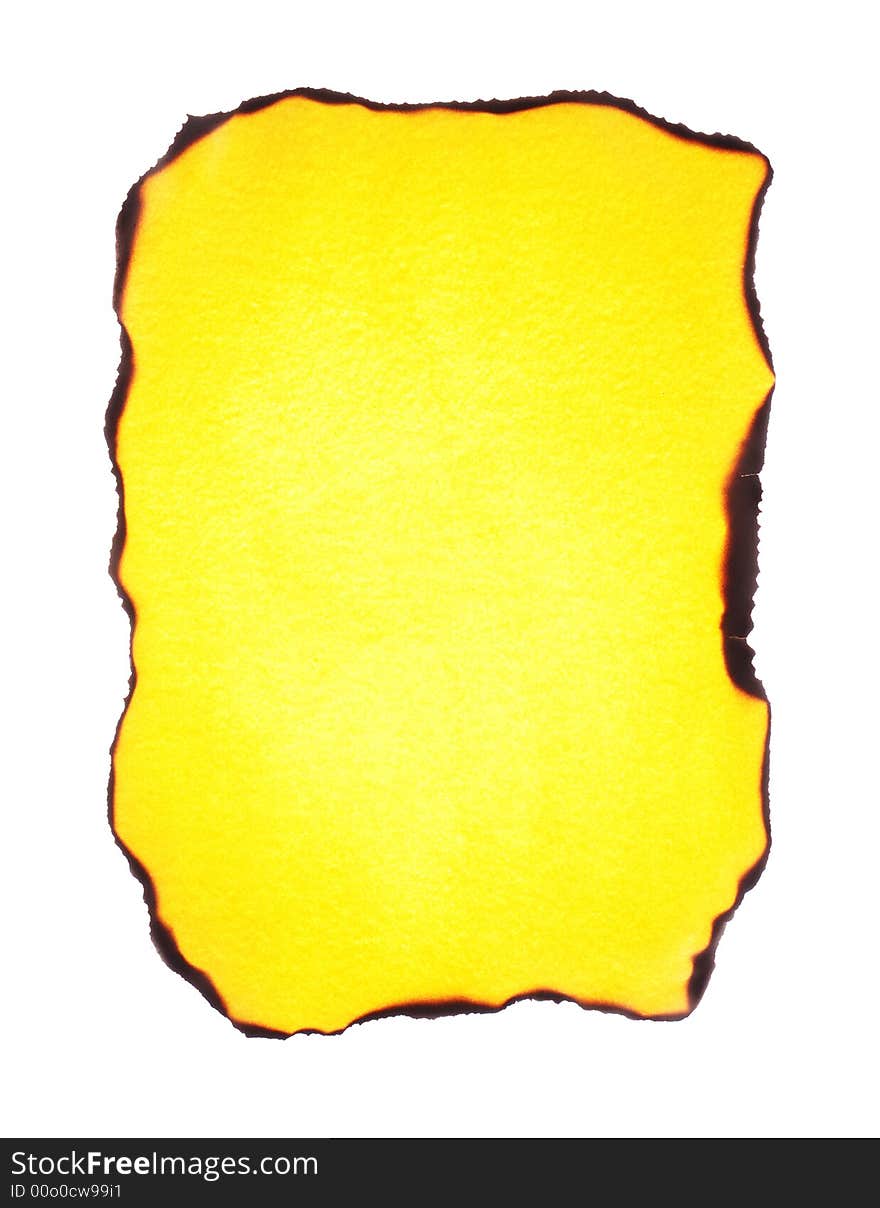 Yellow paper with burned edge for bagk ground. Yellow paper with burned edge for bagk ground