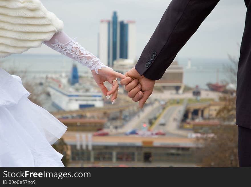 Newlyweds at happy wedding day