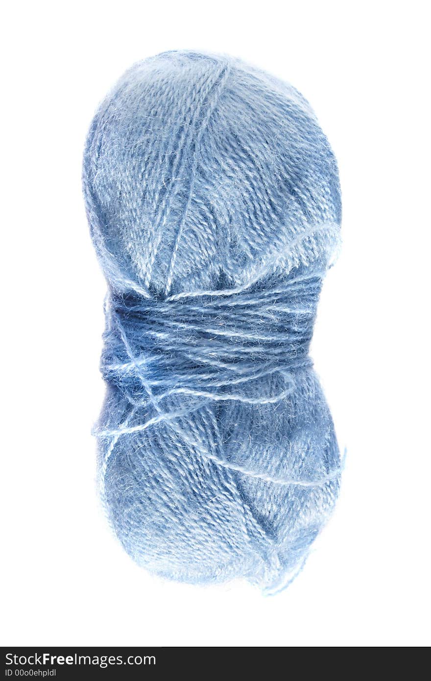 Skein of blue fluffy knitting wool, isolated