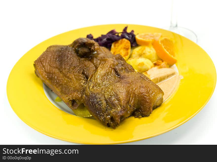 Roasted christmas duck with decoration