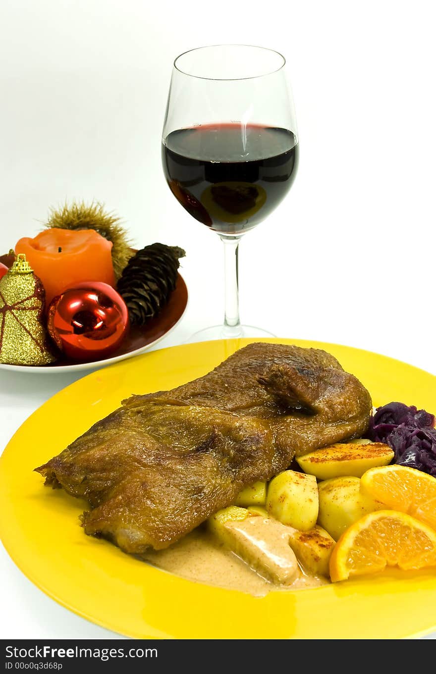 Roasted Christmas Duck With Decoration