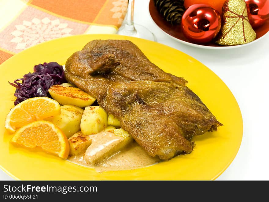 Roasted Christmas Duck With Decoration