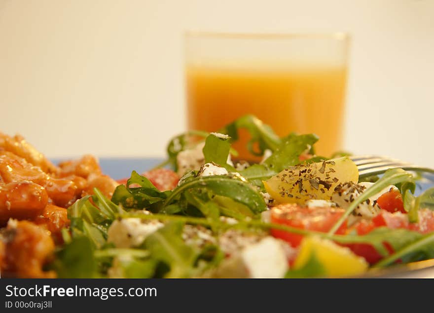 Fresh veggies salad with teriyaki chicken. Fresh veggies salad with teriyaki chicken