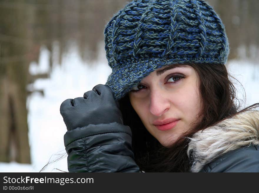 A girl in winter clothes. A girl in winter clothes