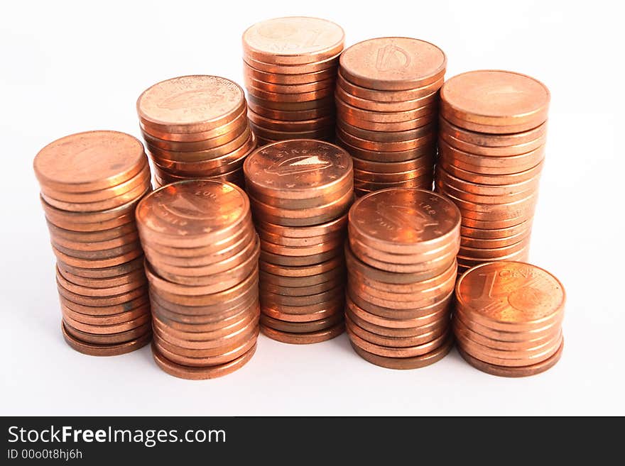 Coins isolated on white background.