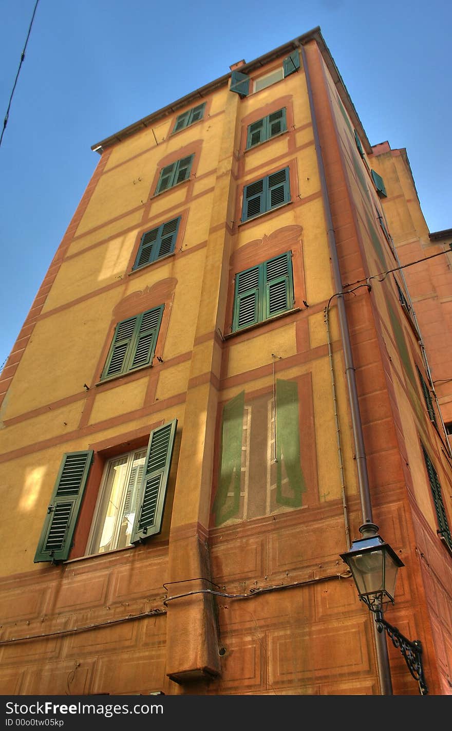 A painted building typical of Liguria region in italy. A painted building typical of Liguria region in italy