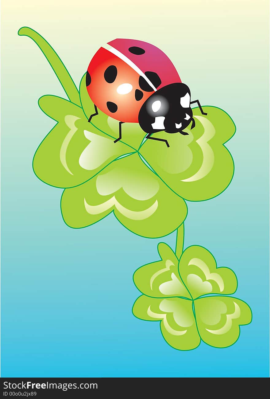 Lucky Symbols four-leaf clover and ladybug