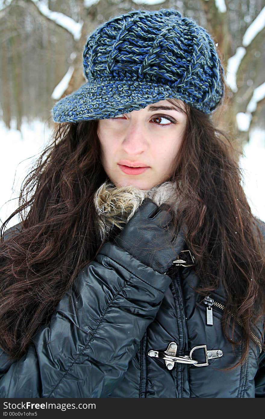 A girl in winter clothes. A girl in winter clothes