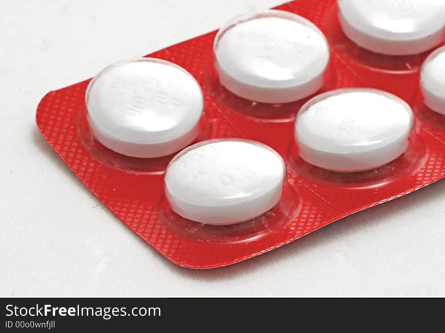 A packet of pills on white background. A packet of pills on white background