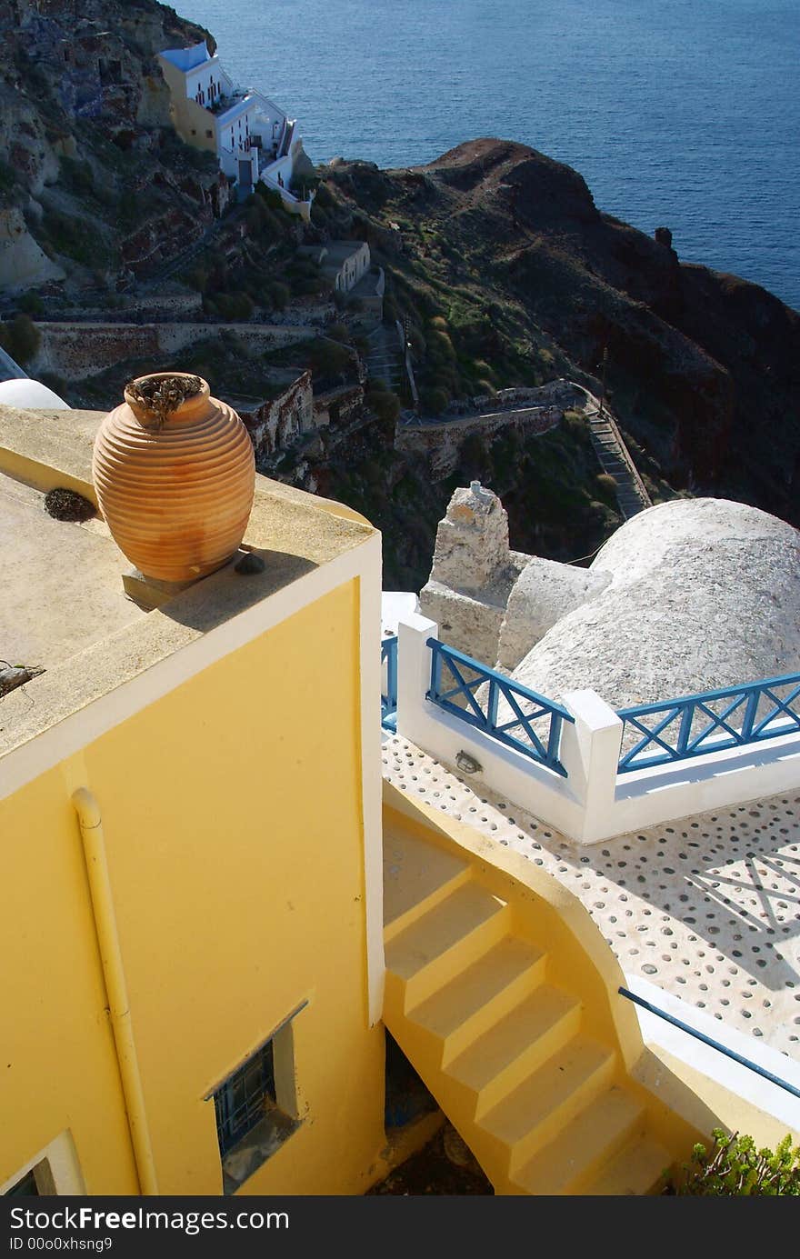 Santorini Architecture and Pots