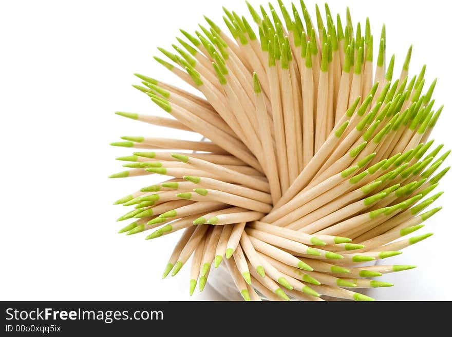 Set of the toothpicks costing in a glass