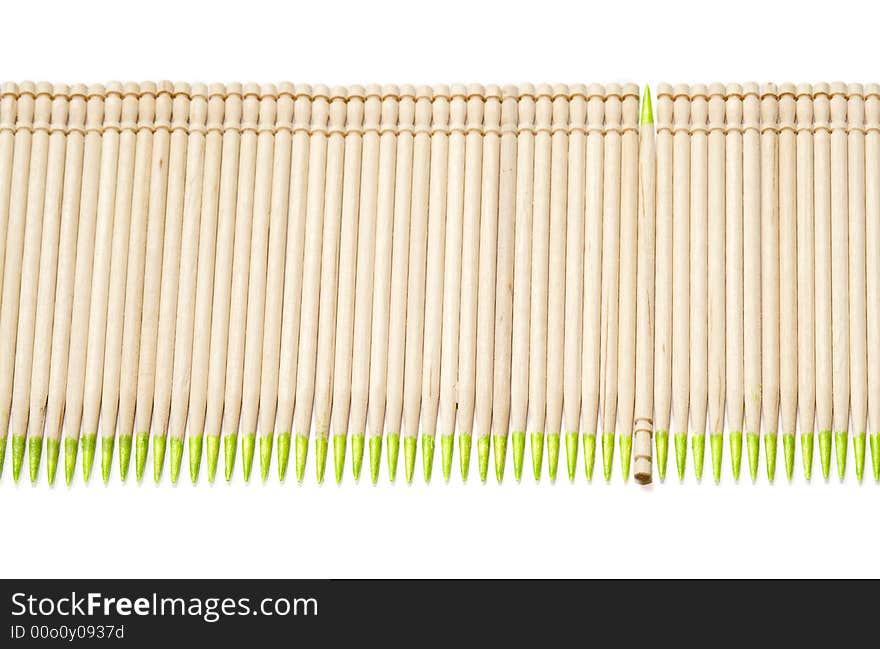 Set of toothpicks on white background. Set of toothpicks on white background