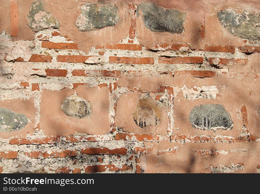 Very old and ancient brick wall texture