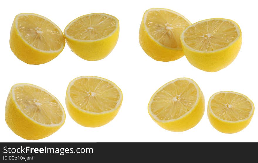 Lemon. A lemon cut on two parts in various positions