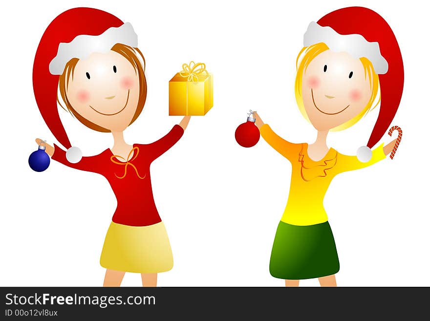 Happy Smiling Women at Christmas