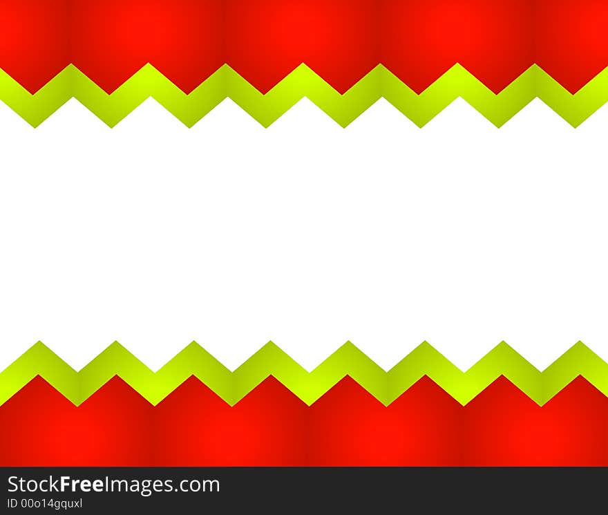 A background illustration consisting of simple sawtooth ribbon in red and gree for use as border or background. A background illustration consisting of simple sawtooth ribbon in red and gree for use as border or background