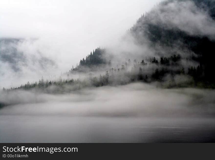 Mists in the forests of the inside passage in Alaska. Mists in the forests of the inside passage in Alaska