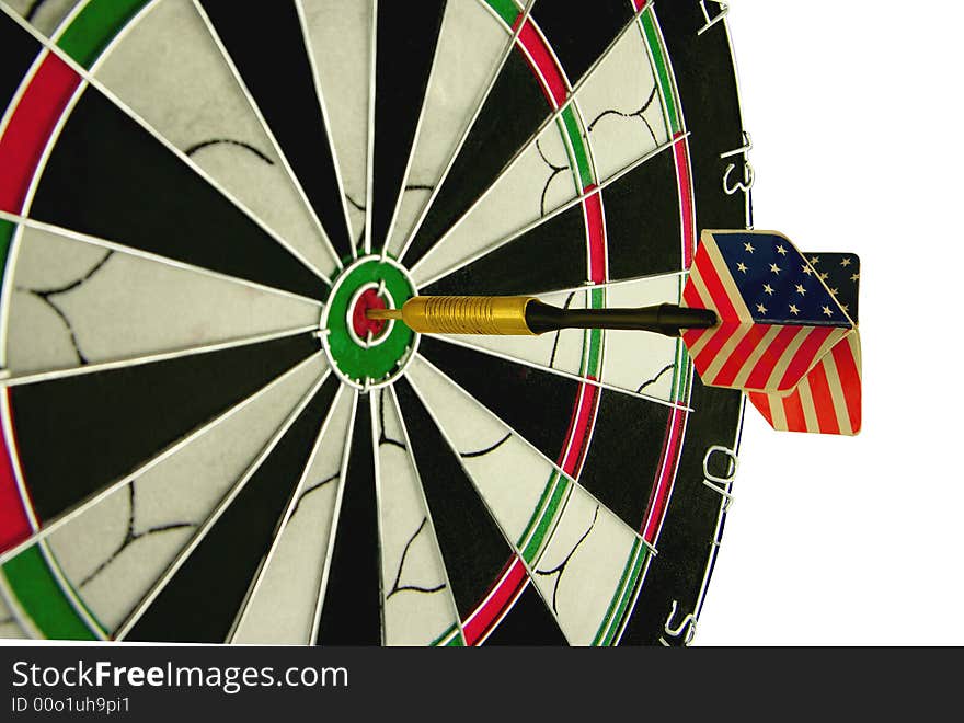 Usa dart hitting the bulls eye on target