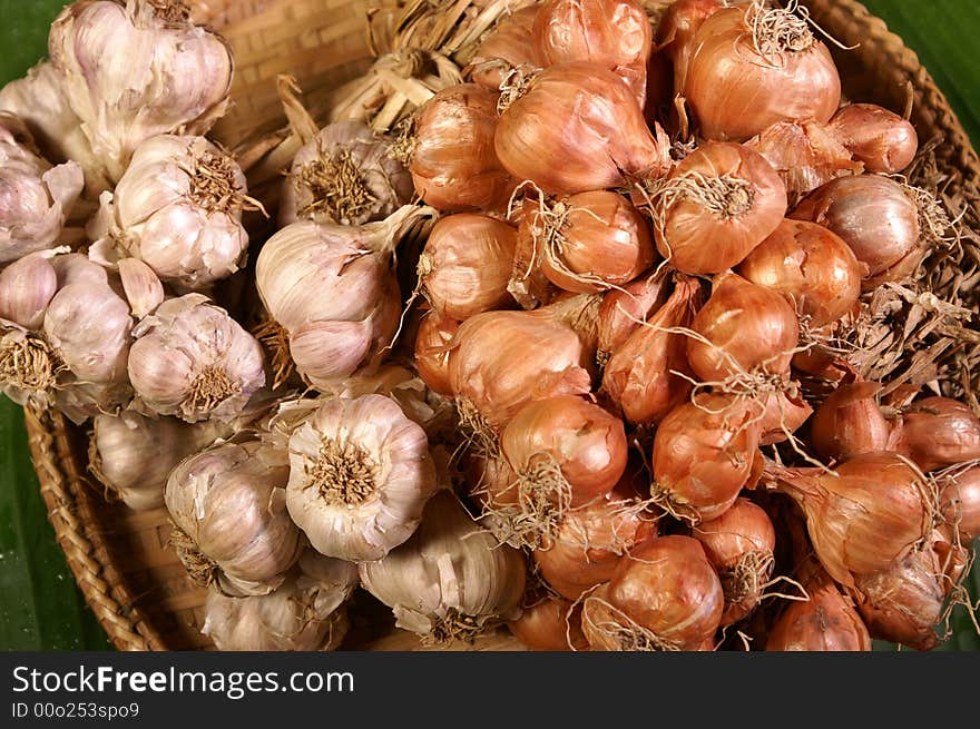 herb for healthy food ingredient garlic and red onion. herb for healthy food ingredient garlic and red onion