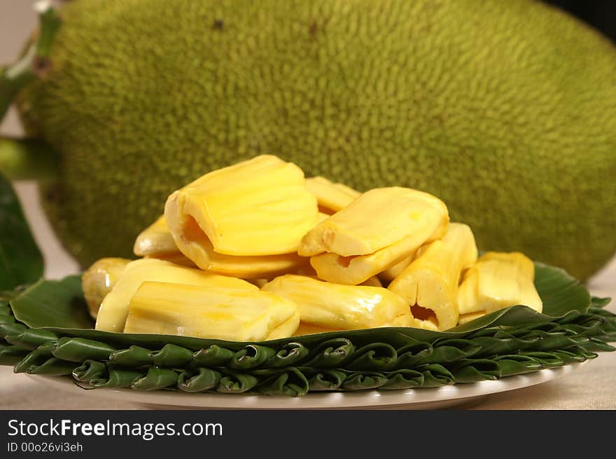 Jack fruit ready on banana plate