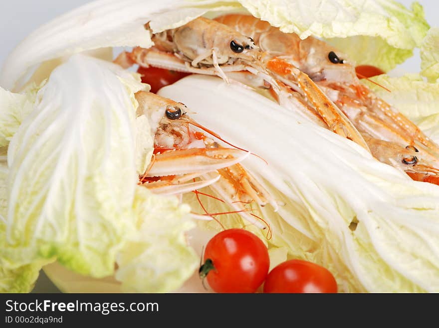 Scottish langoustines shot on white background. Scottish langoustines shot on white background