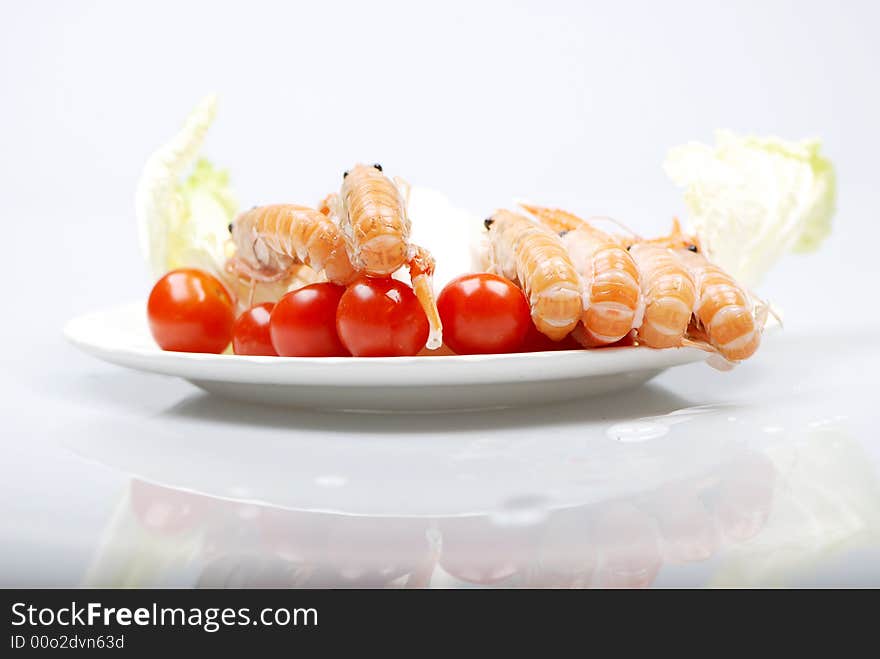 Scottish langoustines shot on white background. Scottish langoustines shot on white background