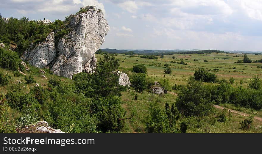 Nice green landscape with rocks.