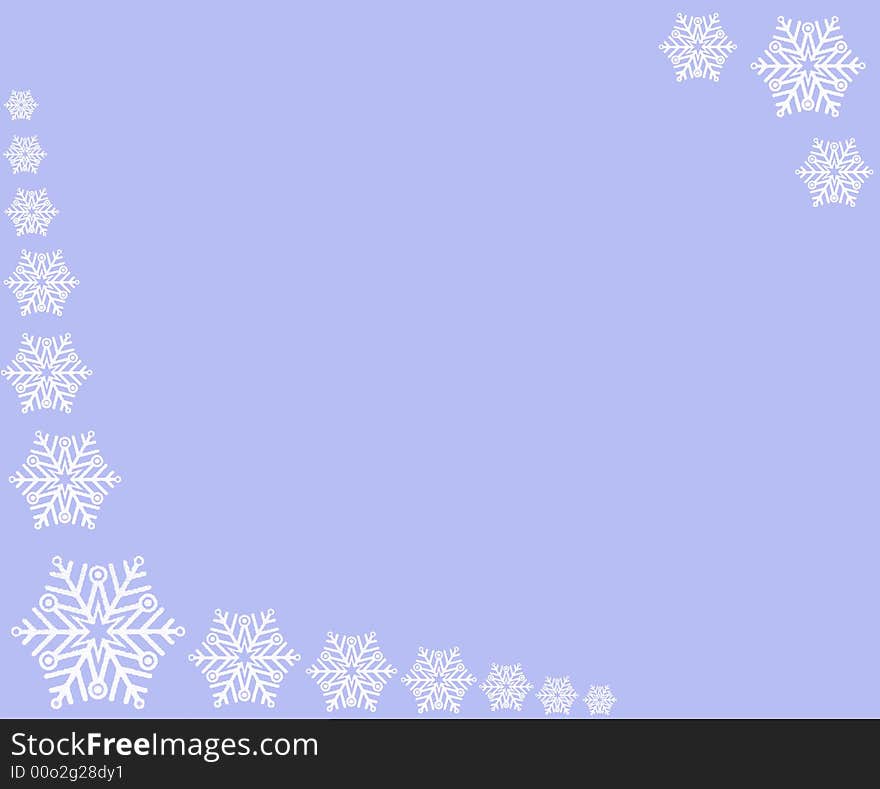 Winter border on blue background - snow stars