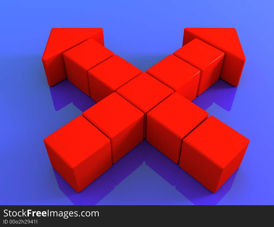 Red arrow cross 3D model