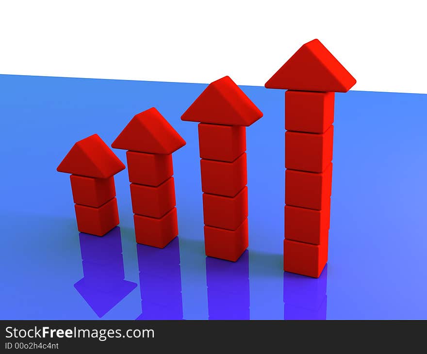 Red arrow graph 3D model