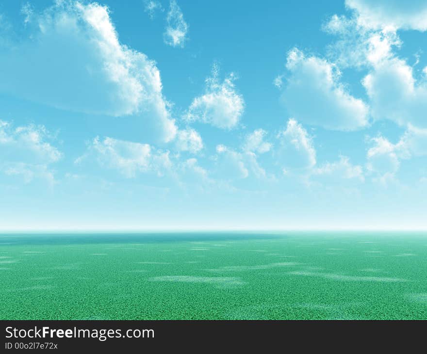 Green field and beautiful clouds. Green field and beautiful clouds