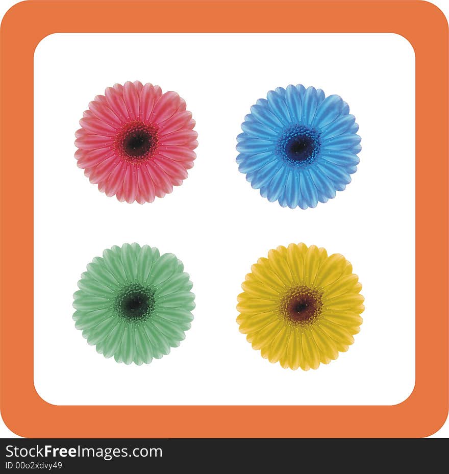 Retro flowers in different colors