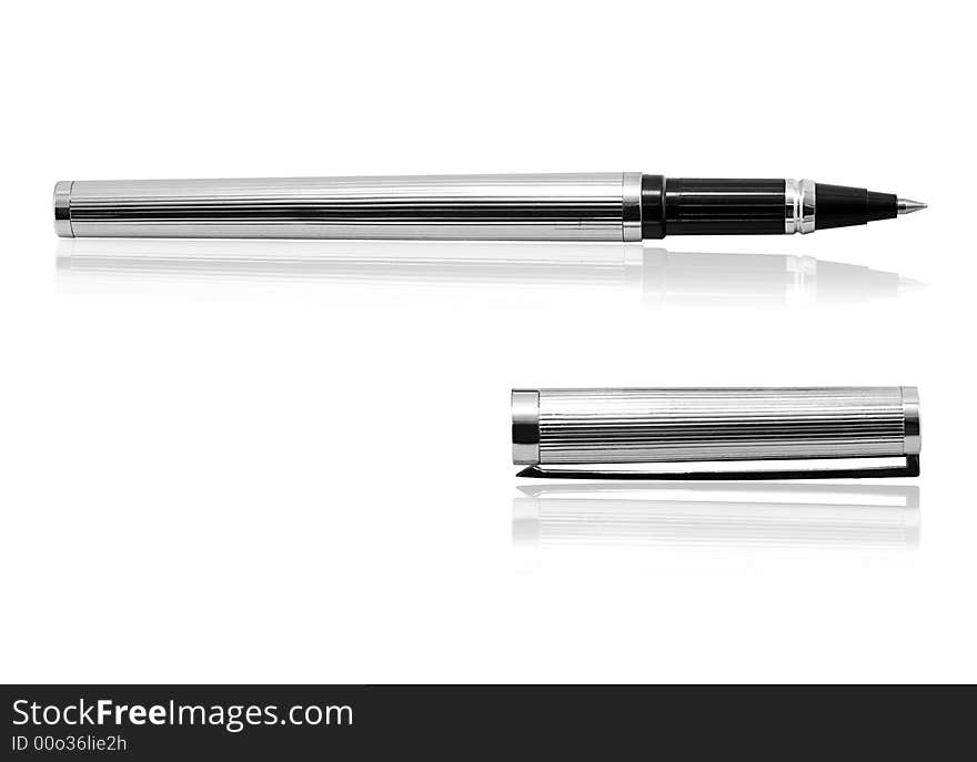 Stylish metallic pen on insulated white background. Stylish metallic pen on insulated white background