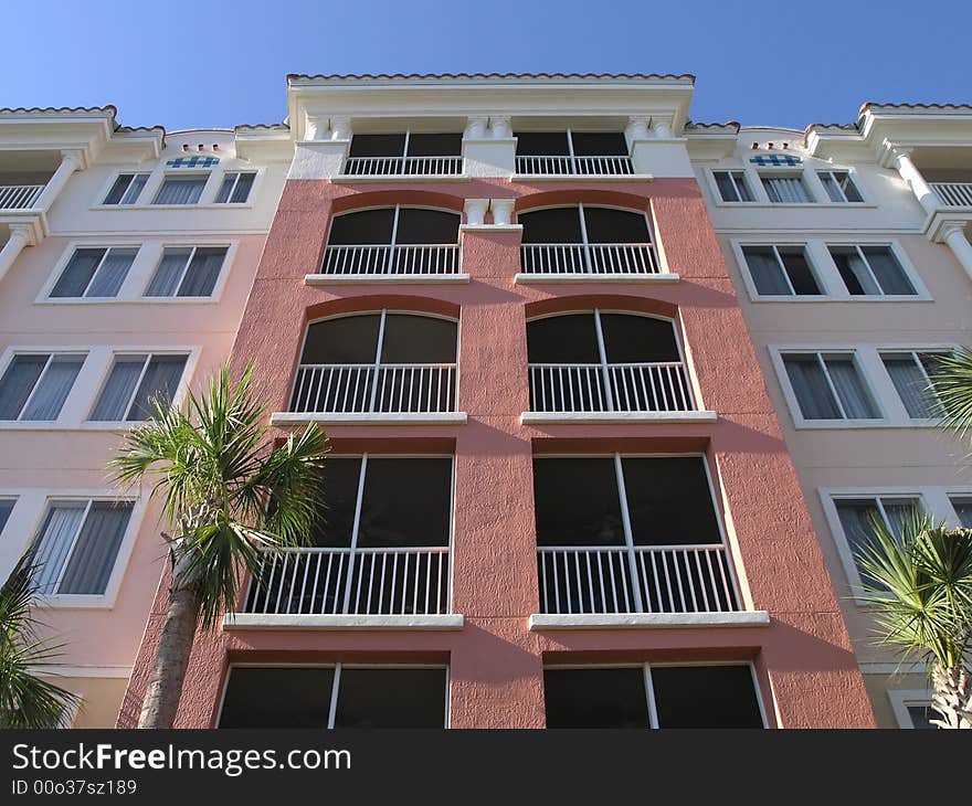 Vacation Resort Soaring Building blue sky palm tree