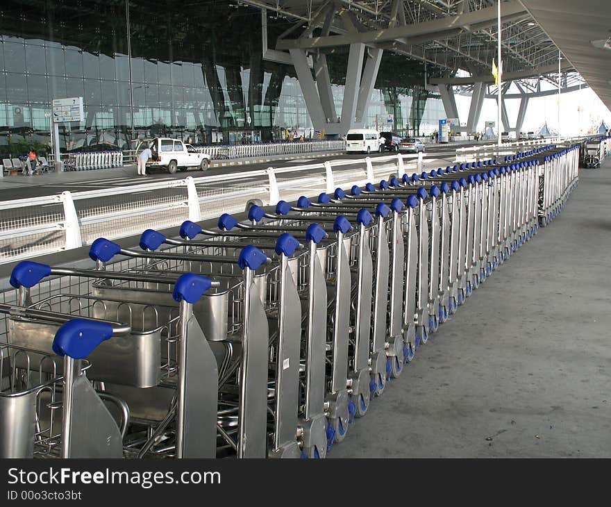 Rows of trolley at the airport