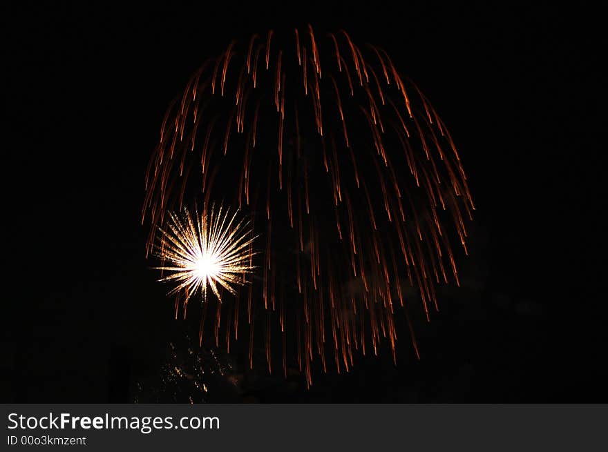 Two shots  as a spheres in the black sky. Two shots  as a spheres in the black sky