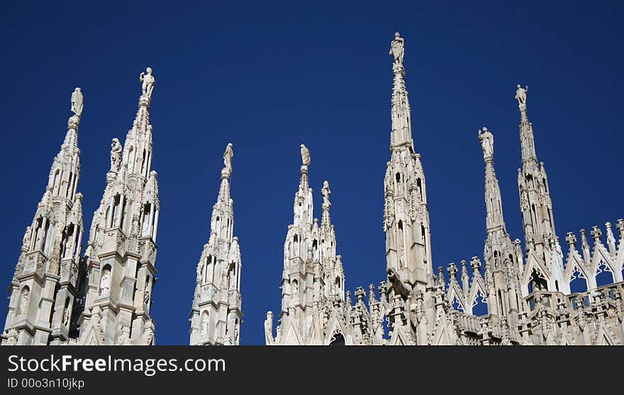 Guglie on the top of the cathedral in Milan