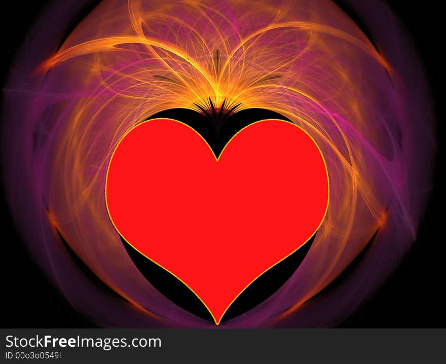 An abstract purple, orange, red and yellow Valentine's design with a heart. Can be used as a background. An abstract purple, orange, red and yellow Valentine's design with a heart. Can be used as a background.