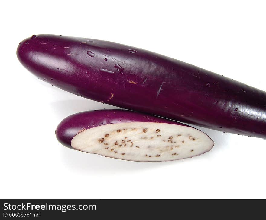 Isolated Ripe Asian Eggplant