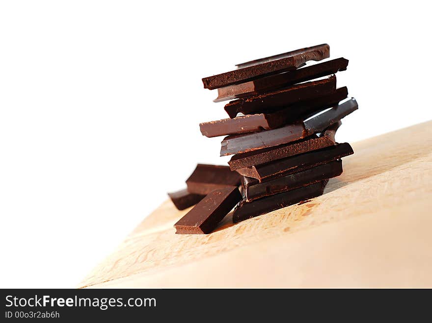 Isolated chocolate blocks closeup... mmm yummy