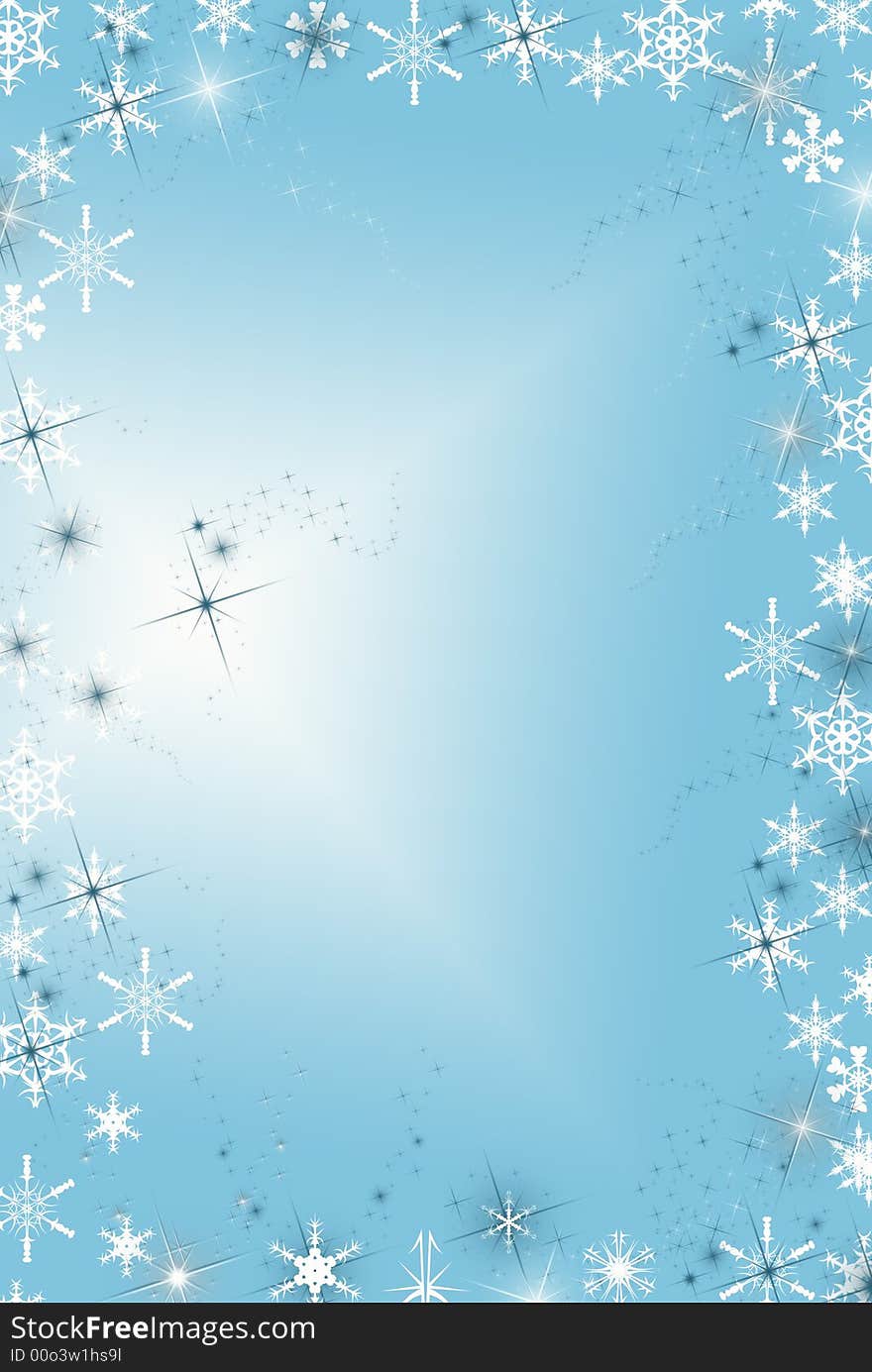 Border of wintry snowflake and stars. Border of wintry snowflake and stars.