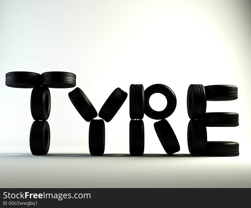 Brand new tyre  writing a word. Brand new tyre  writing a word