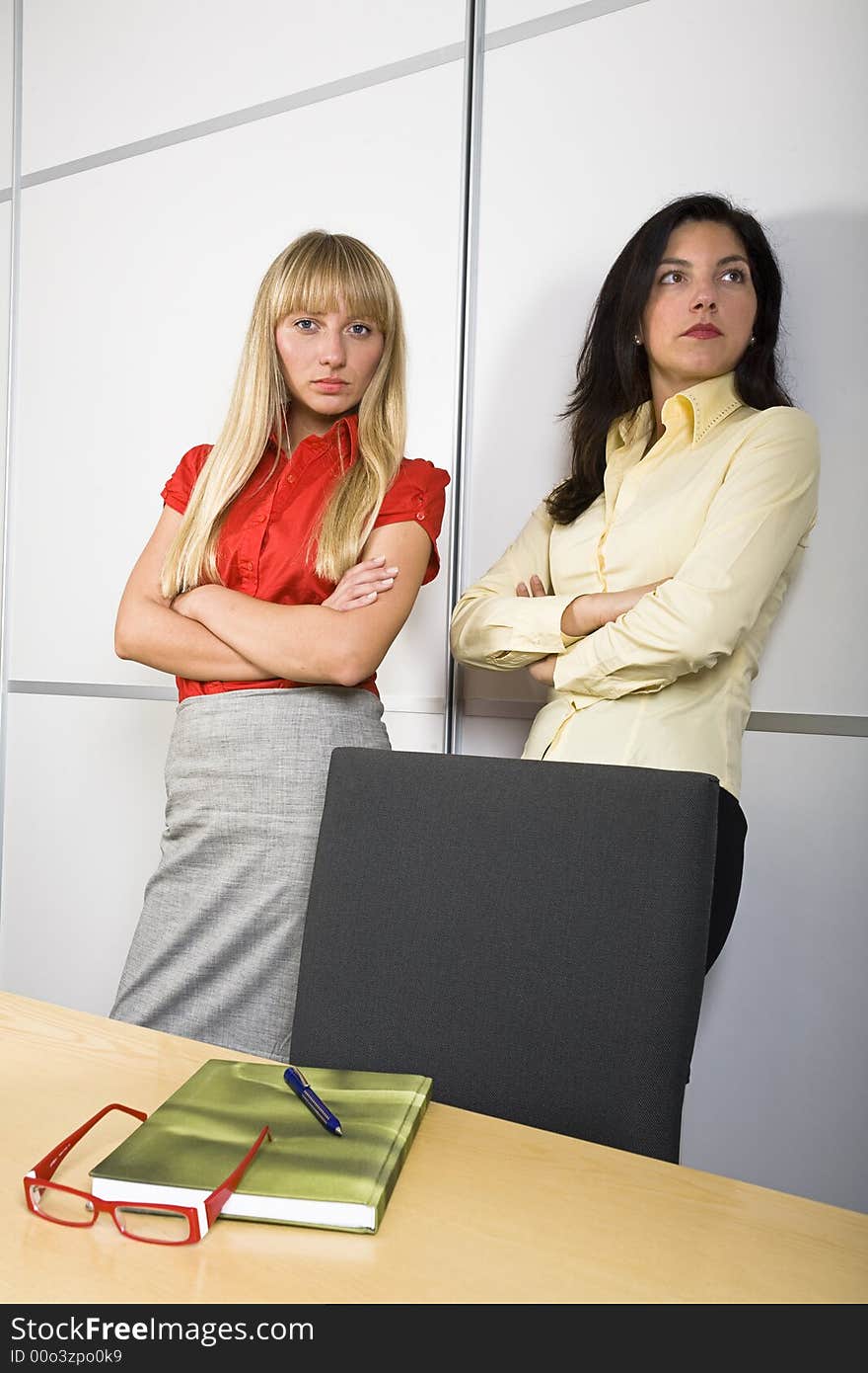 Two serious businesswomen