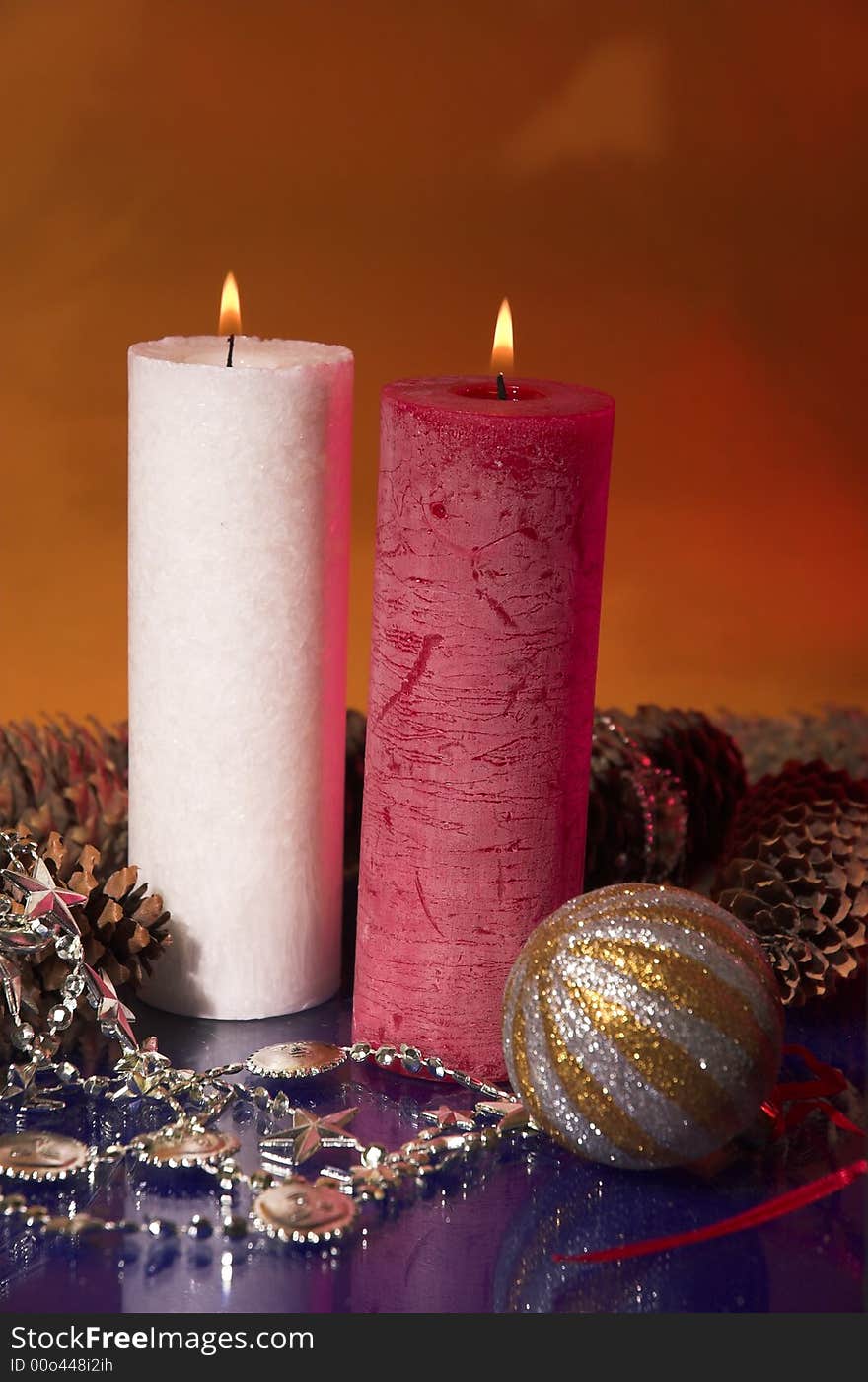 Christmas candles with toys,holiday