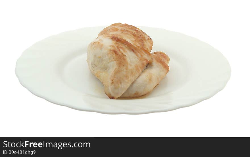 Fried chicken meat, isolated on white