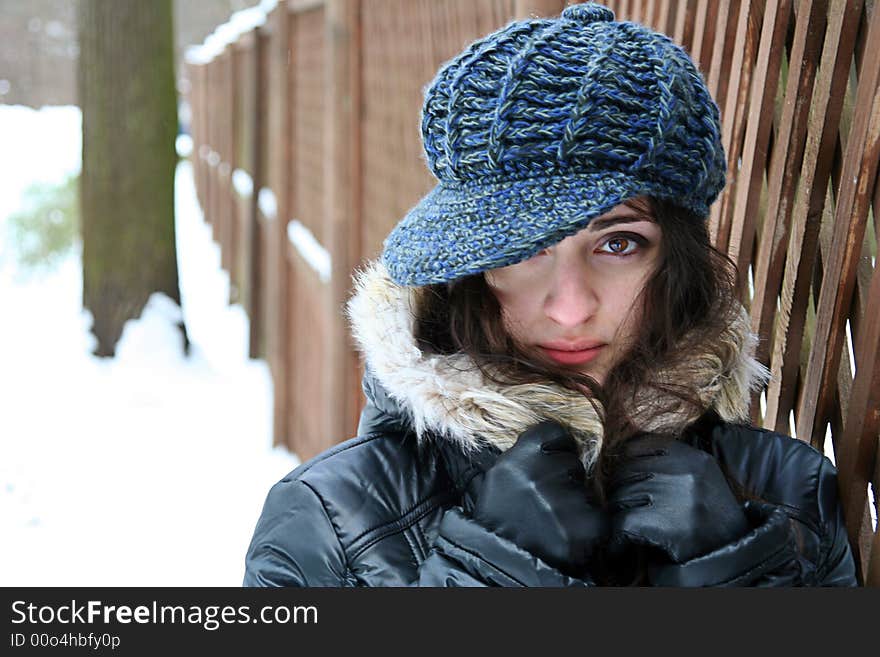 A girl in winter clothes. A girl in winter clothes