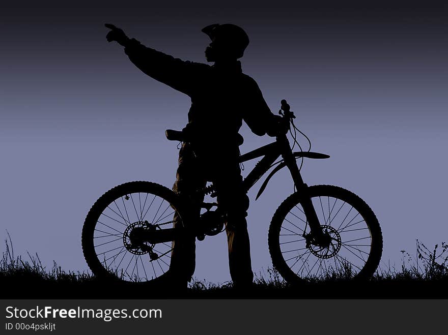 Mountain biker silhouette