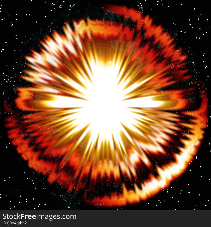 Computer generated illustration of explosion in space. Computer generated illustration of explosion in space