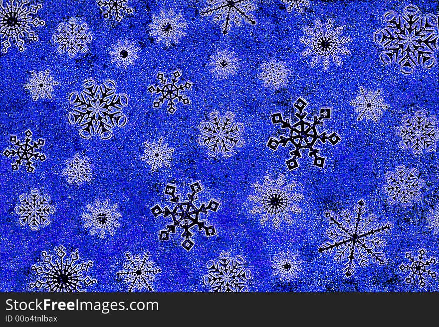 A variety of snowflakes on a blue crystal like background. A variety of snowflakes on a blue crystal like background