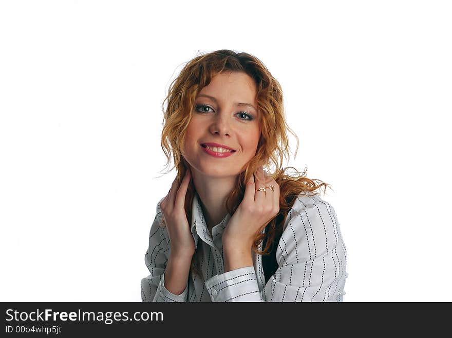 Portrait smile girl on a white background